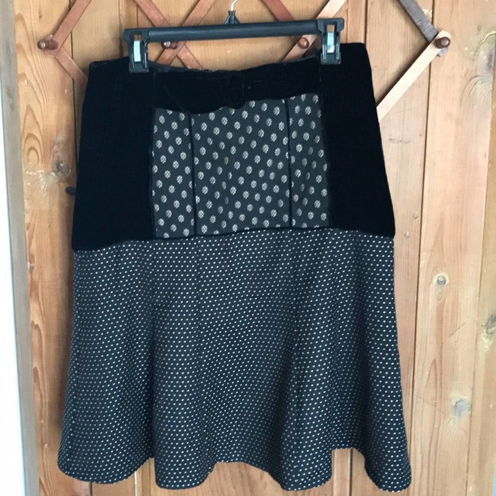 Nanette Lepore black velvet floral flare skirt